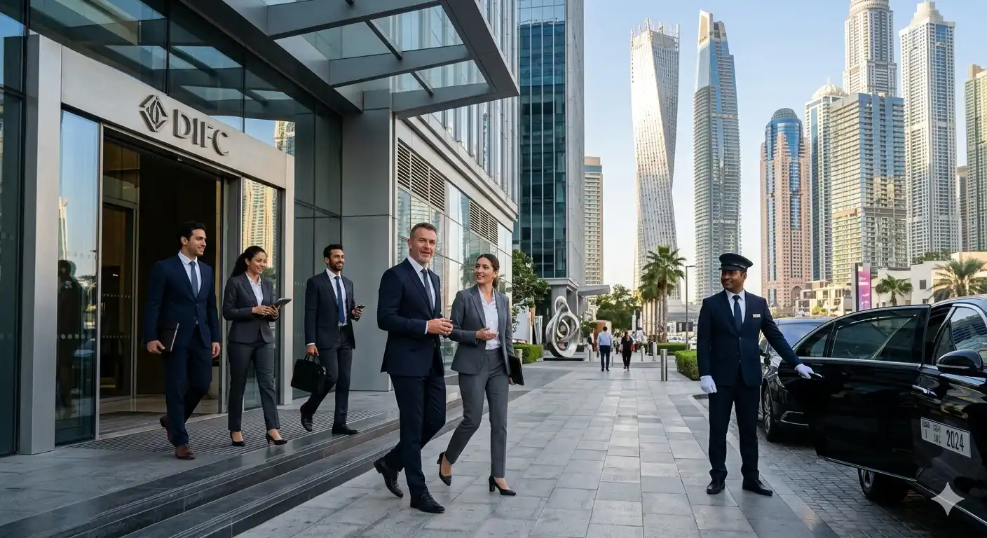 Corporate driver service Dubai for executives VIP clients airport transfers Perfect Drive Business Bay DIFC
